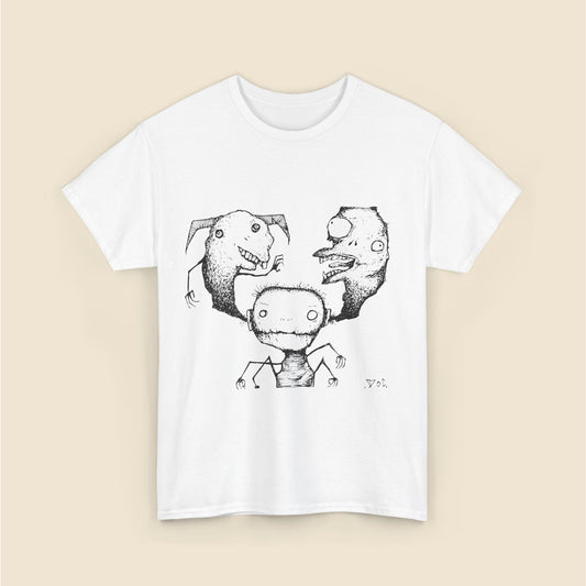 Fantasie Monster T-Shirt – Lässiges T-shirt mit Tattoo-Design, Handgezeichnete Kunst auf Unisex - Kleidung mit Horror als Geschenk